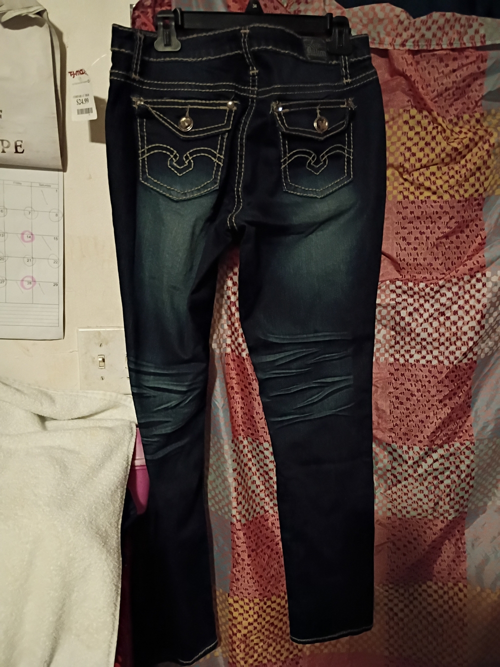 Love Nation Dark Indigo Skinny Jeans with Contrast Stitching